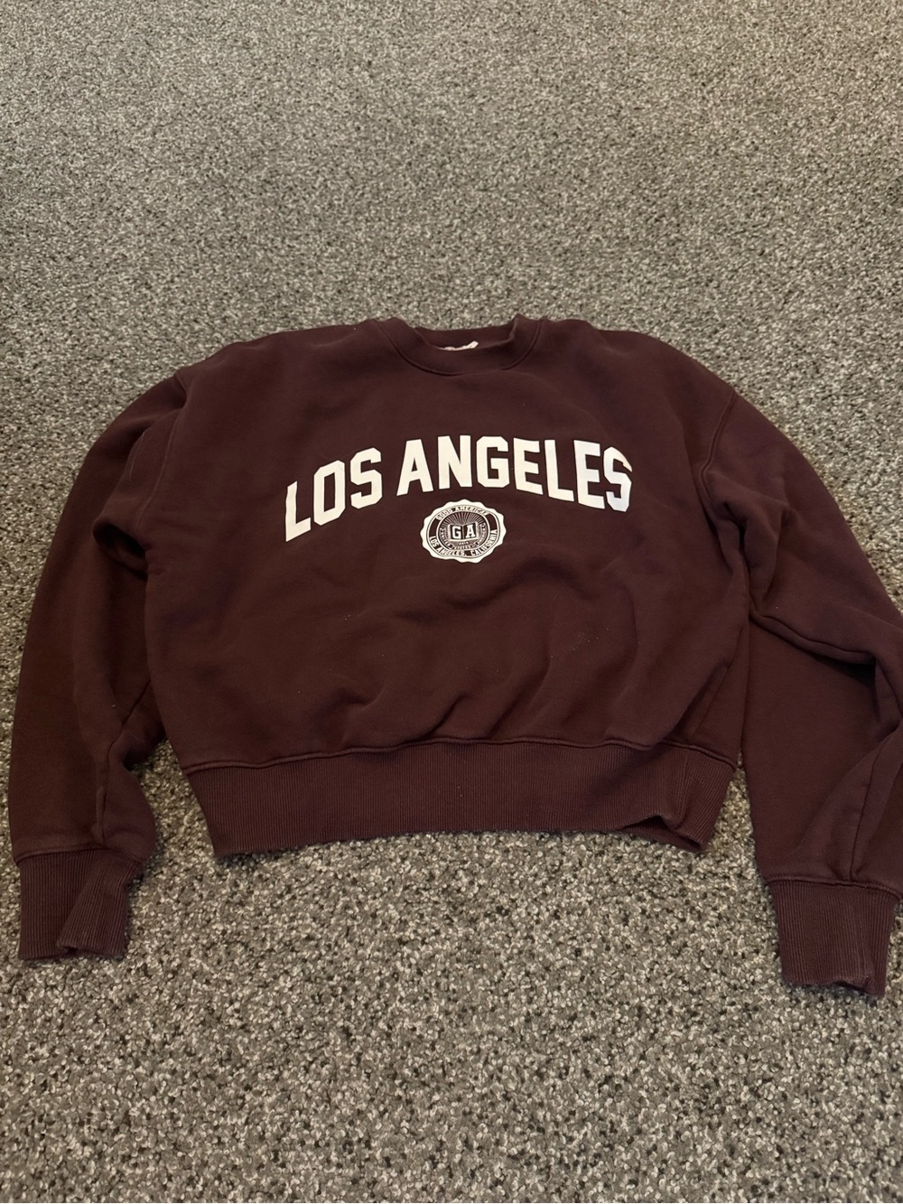 Good American Maroon Los Angeles Crewneck Sweatshirt